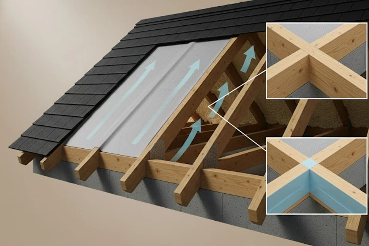 London spray foam removal service completed, loft structure fully restored with exposed timber rafters and improved roof ventilation