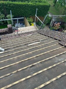 Wooden roof battens installed over breathable membrane during roof renovation in Kent