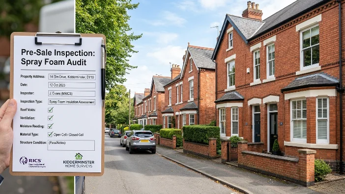 Pre-sale spray foam removal audit in Kidderminster - RICS inspection checklist for Wyre Forest homeowners selling their homes