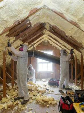 professional spray foam removal team attic