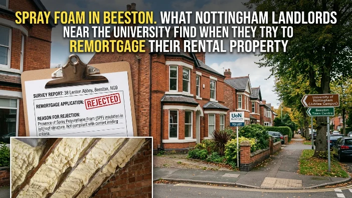 Spray foam Beeston - rejected remortgage application for landlords due to SPF insulation in the roof structure near the University of Nottingham
