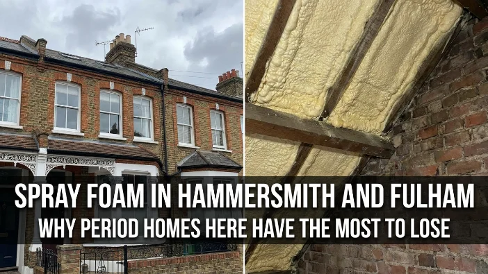 Spray foam in Hammersmith and Fulham - Victorian period homes with spray foam insulation in roof timbers, showing why these historic London properties have the most to lose from insulation damage in 2026